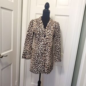 H&M Brown Leopard Print Lightweight Outer Coat Size 6, Business Casual